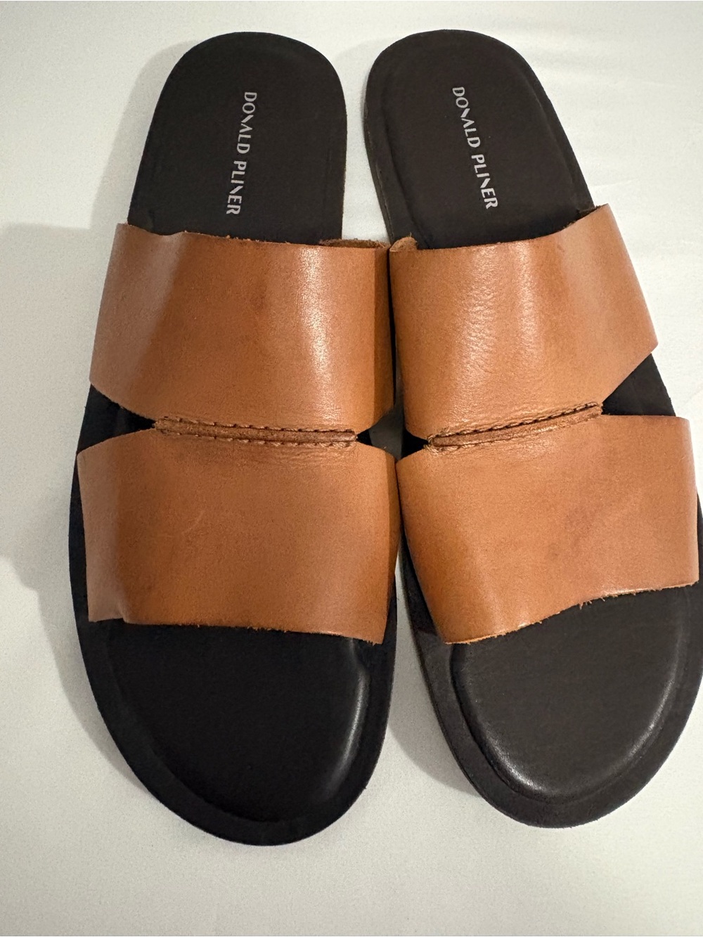 Men’s Donald Pliner Brown Leather Sandals Size 13 Pre Owned
